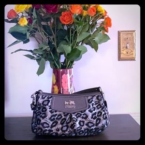 Coach Leopard Print Black Gray Silver Mini Bag